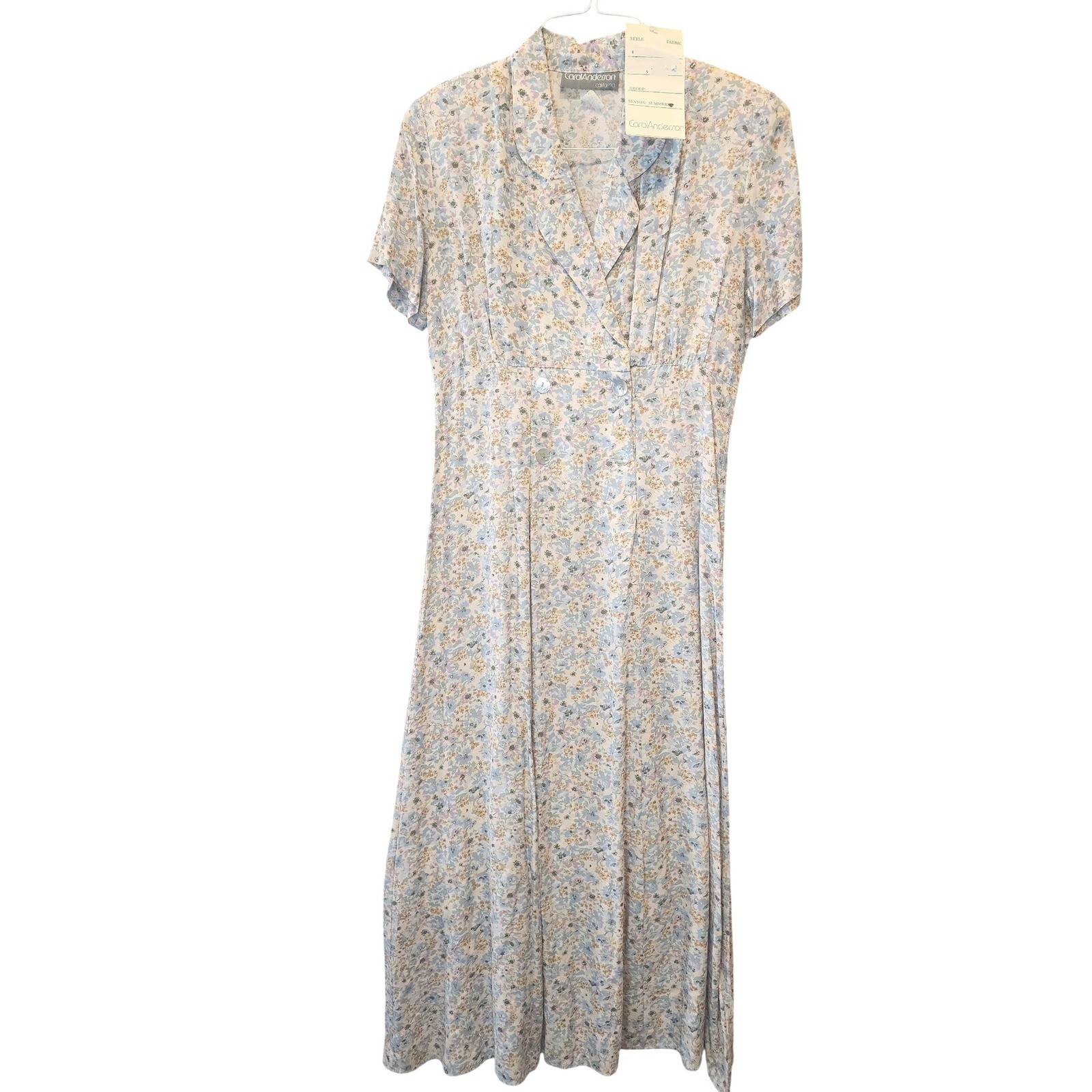 Carol Anderson California Vintage 90s Floral Maxi Dress Blue Rayon Size 8 NWT