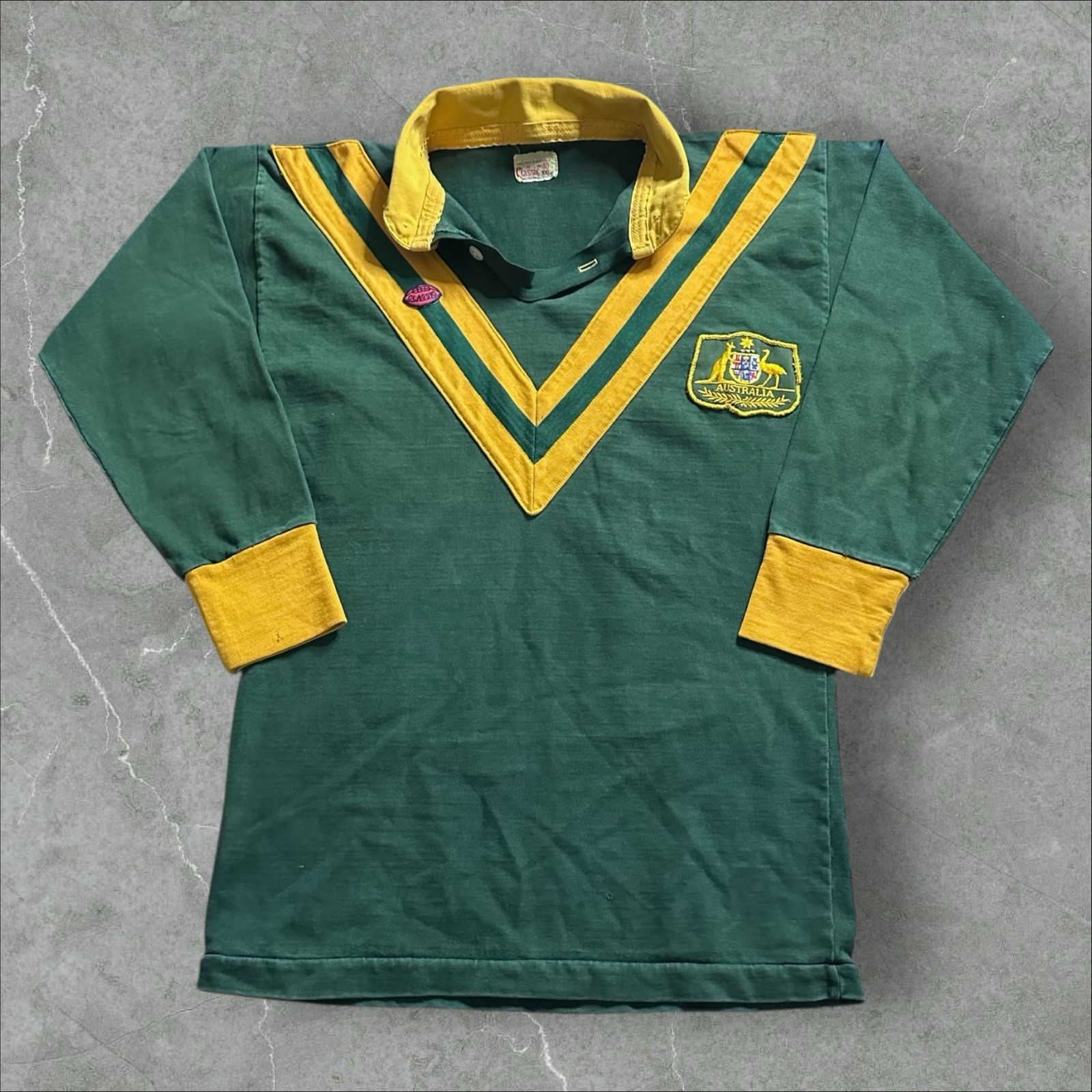 Vintage 1960s Australia Rugby Jersey Classic Rare Large Green
