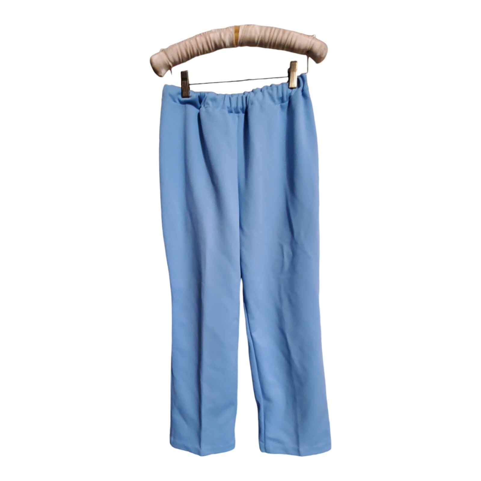 Vtg 70s Sears Powder Blue Knit Leisure Pants That Fit Flare Women’s Pull On