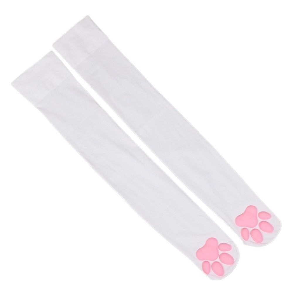 Velvet Cat Paw Stockings Pink Paw Pads Long Socks 3D Kitten Claw Socks Cosplay