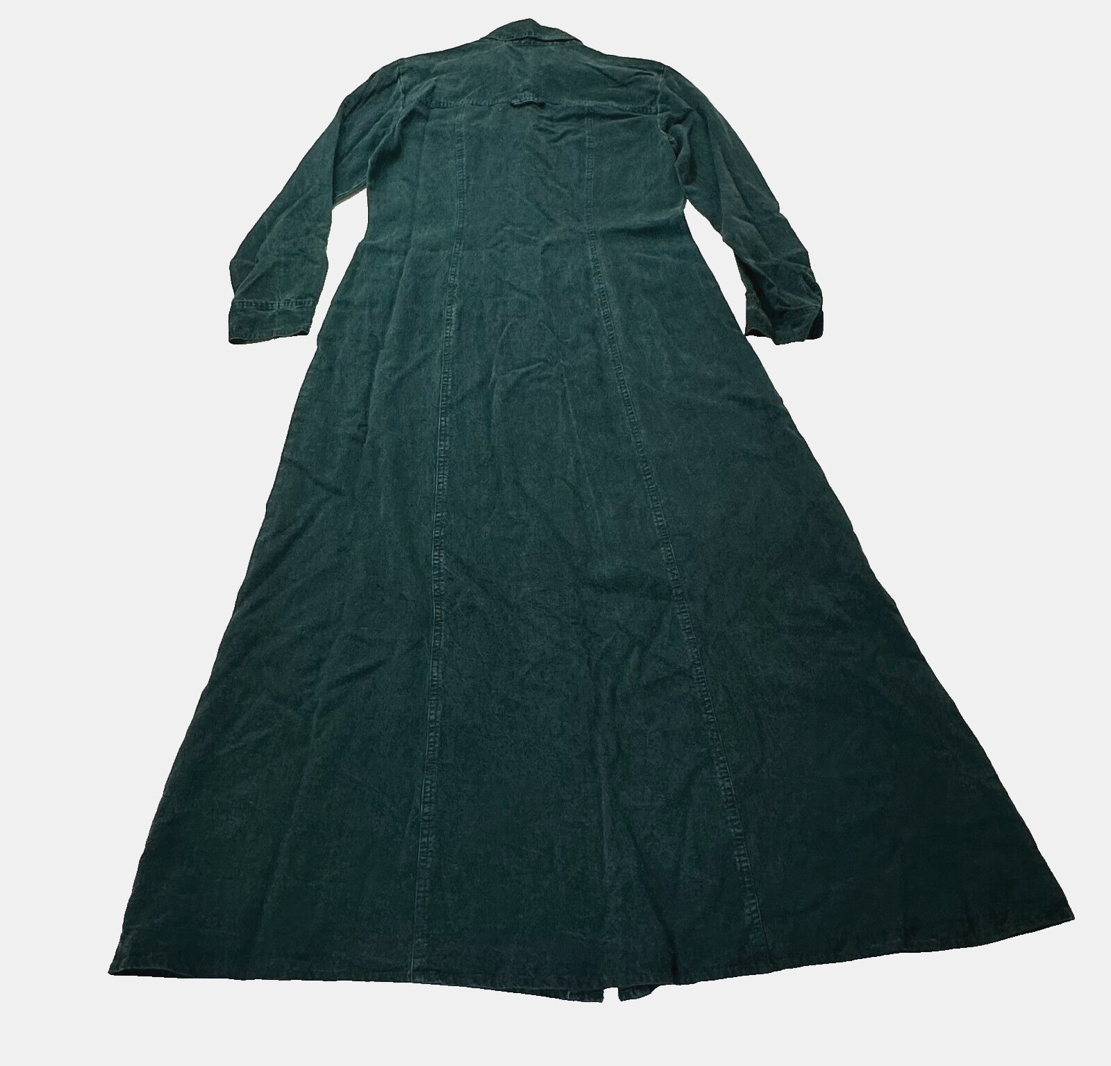 Vtg Carol Anderson Maxi Dress M Green Tencel Prairie Western Cottagecore Button