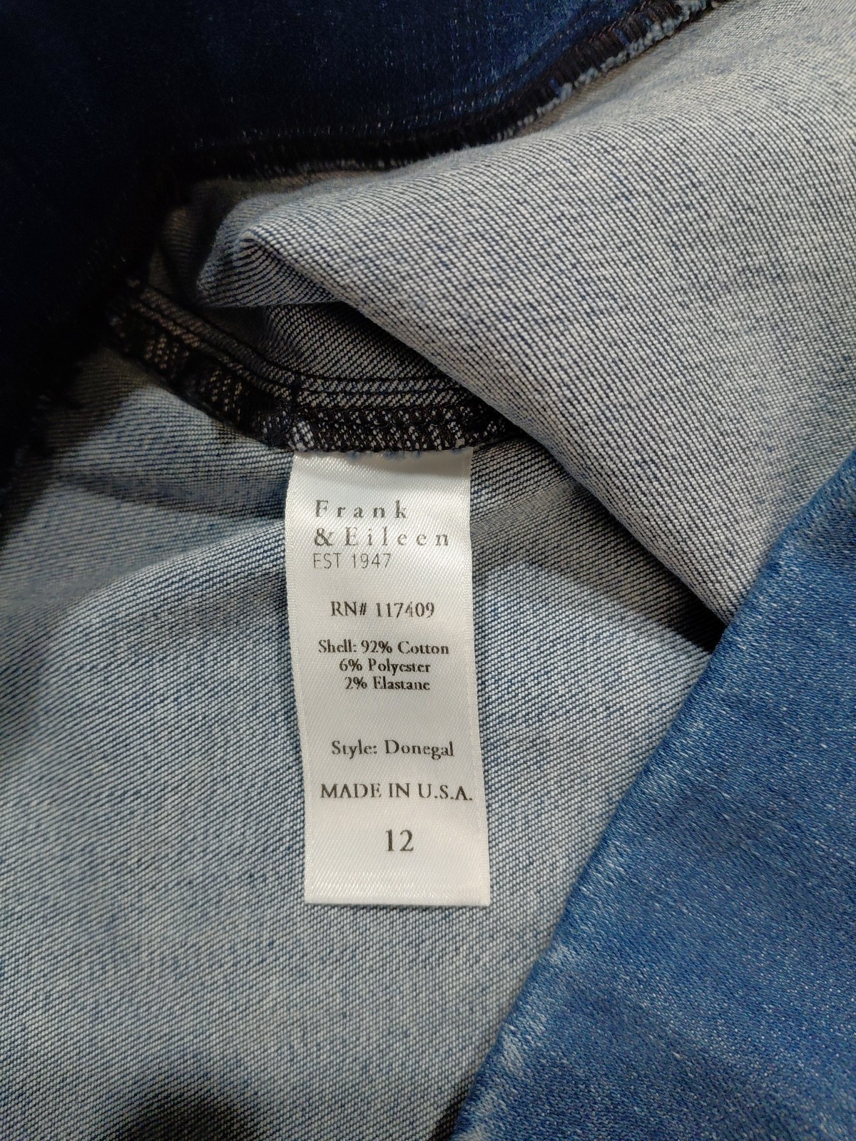 Frank & Eileen Jacket And Skirt Set Blue Stretch Top M Skirt 12 EUC