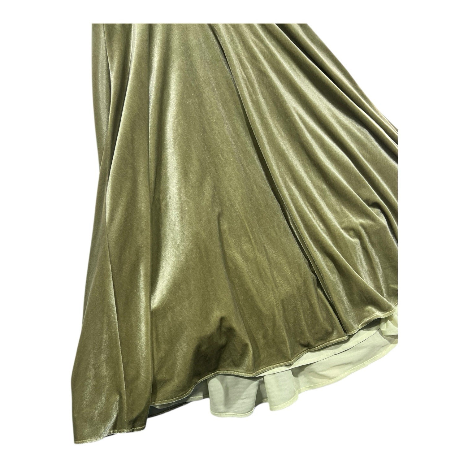 VTG Dimples 80’s Olive Green Velvet A Line Maxi Formal Dress Women’s Sz 12 USA