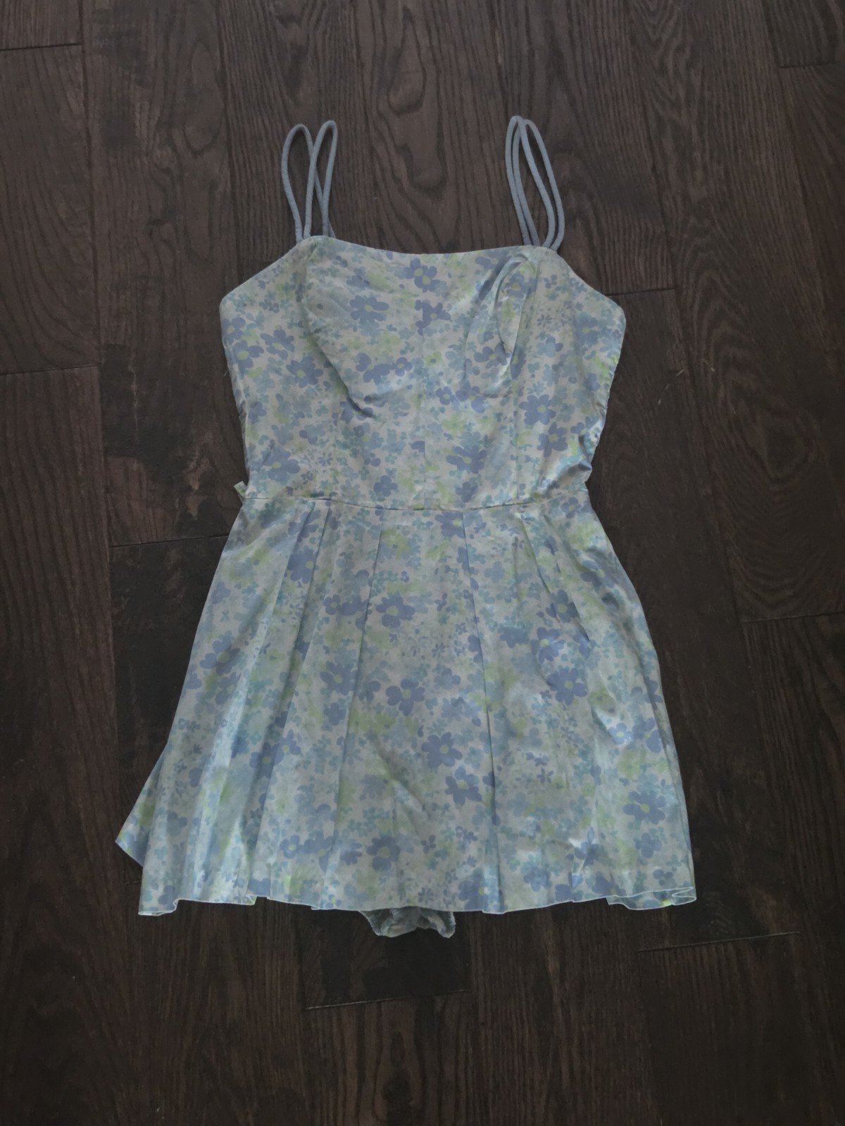 Vintage Sea Weeds Floral Skort Romper Women’s Size 10 Blue Purple Summer Dress