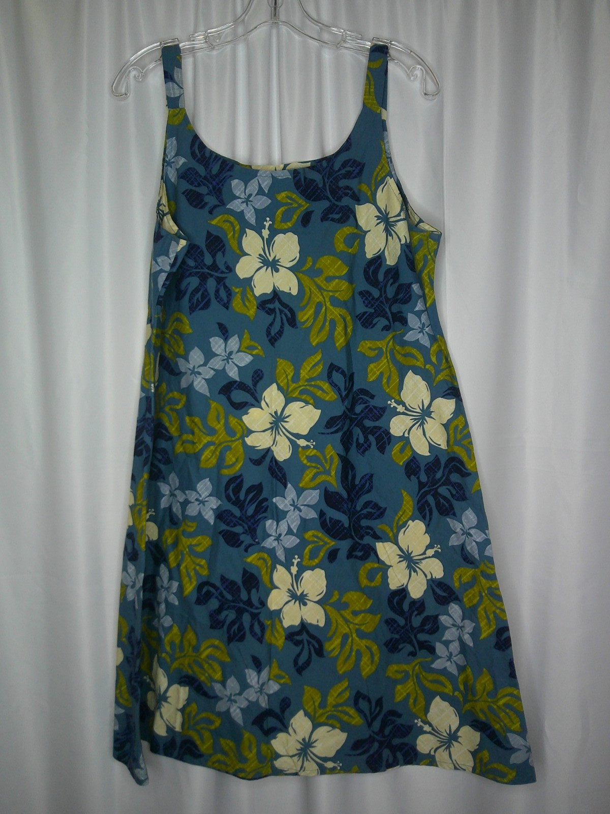 Bishop St Hawaiian Tropical Tank Top Dress Womens XL Cotton Hibiscus Floral