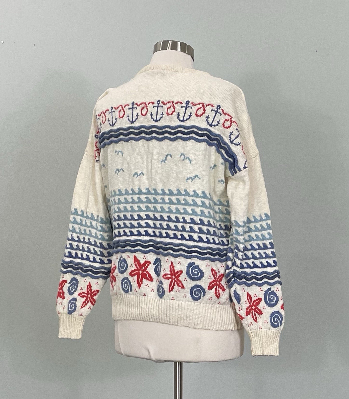 Vintage 80s Novelty Sailboat/Coastal Pullover Sweater – Large