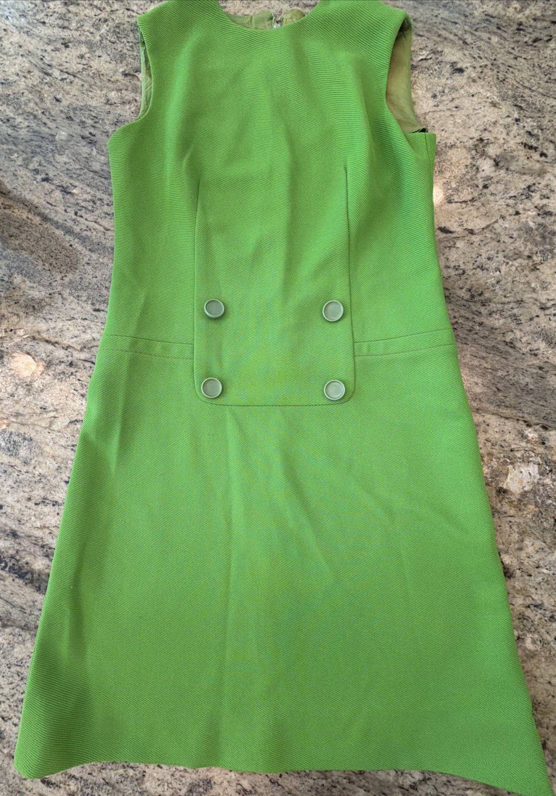VTG Frances Wright Lime Green Shift Dress Polyester 1960s