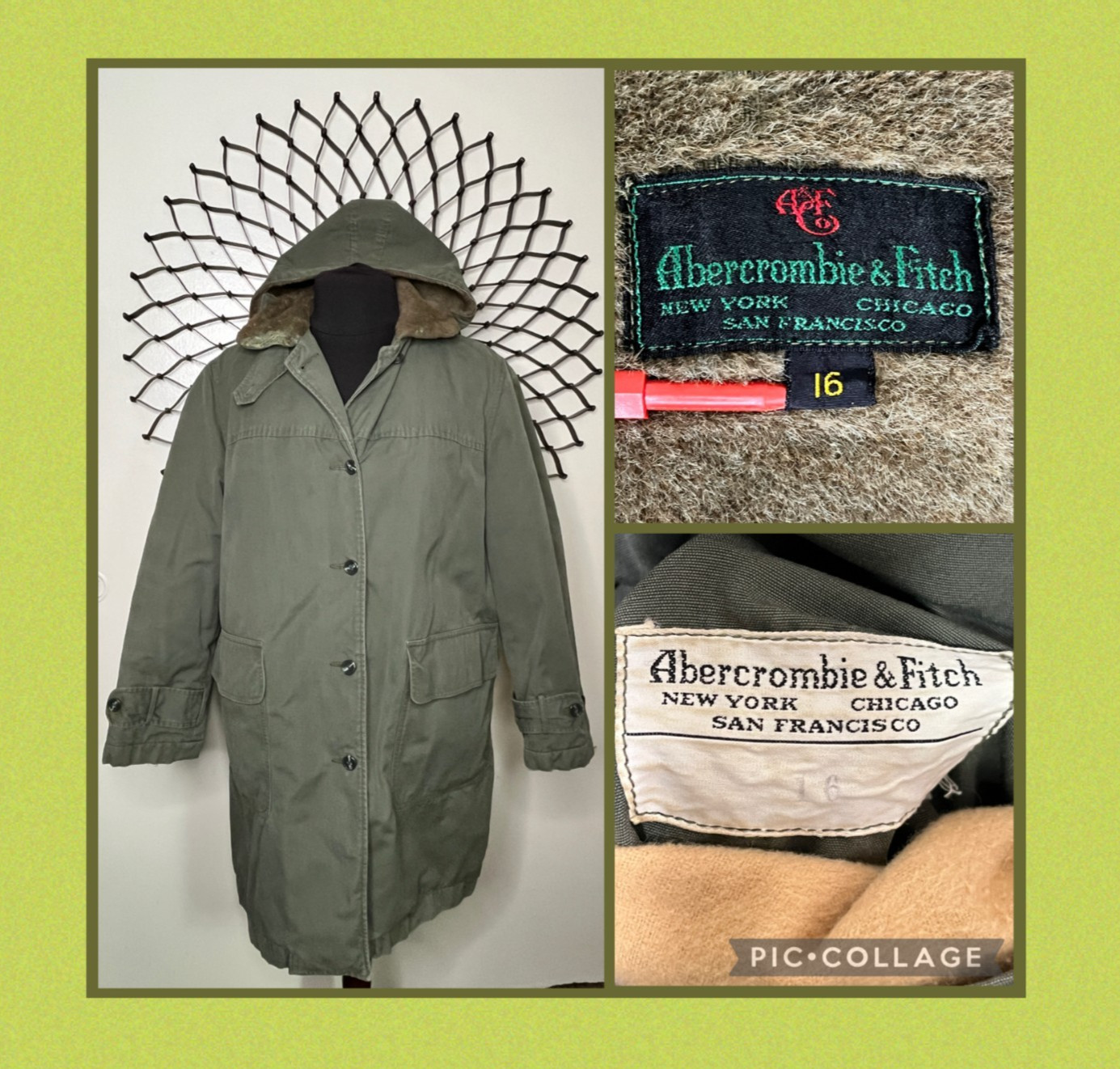 1950s/60s Abercrombie & Fitch San Francisco Rare Field Parka Weathered Coat Med.