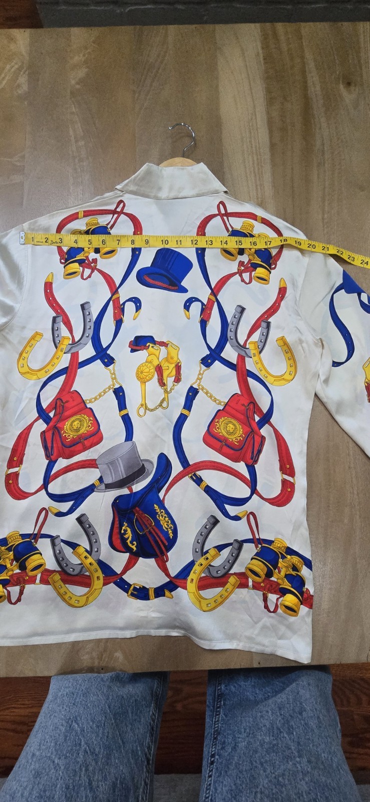 Vtg Escada West Germany Silk Blouse 38 Horse Equestrian Novelty Print Shirt