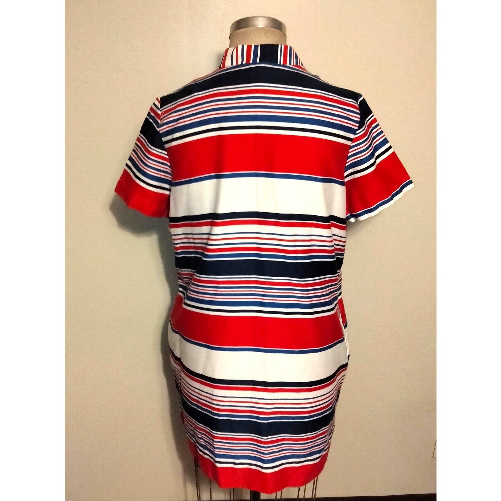 Boutique Loungewear 70’s Red White & Blue Striped Dress M