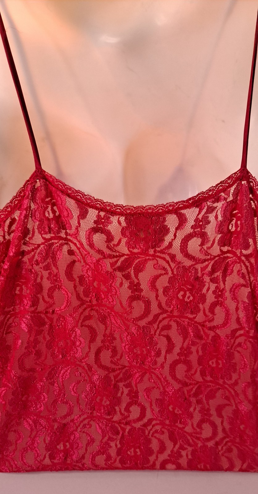 Vtg 90s Lacey Nylon Spaghetti Strap Sequined Sexy XL Top Or Nightie