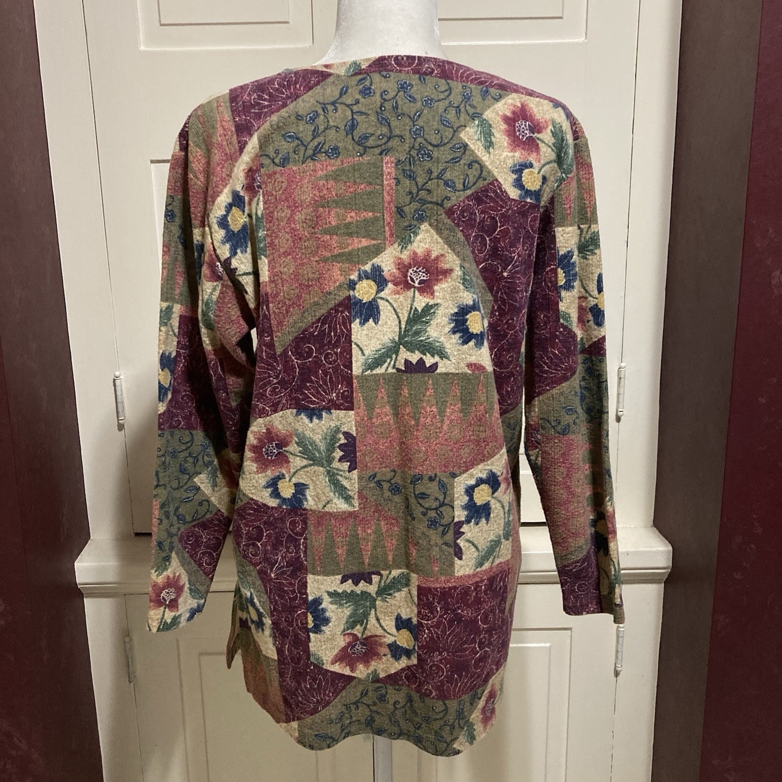 Vintage Basic Editions BE Size M Flower Floral Patchwork Style Blouse Shirt Top