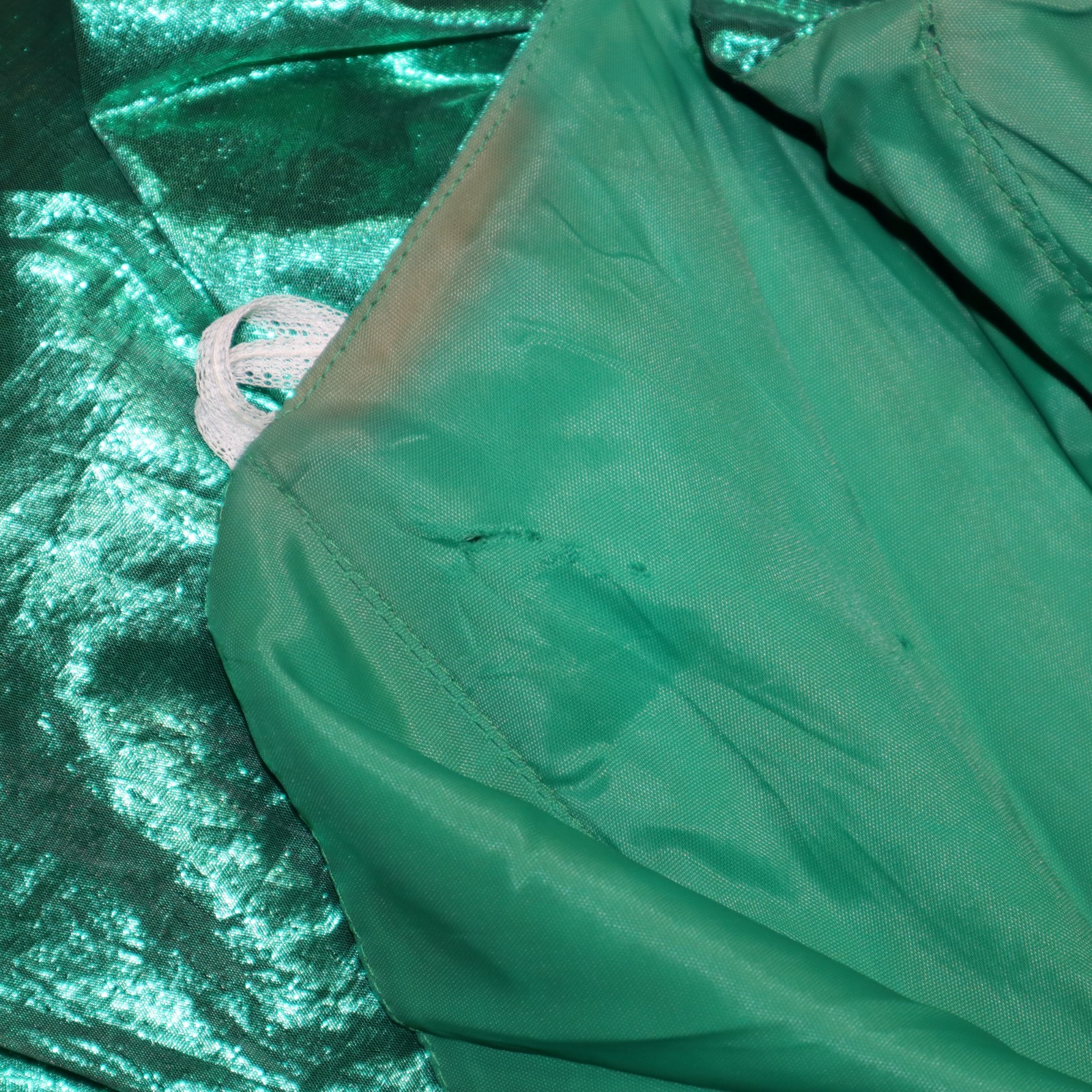 Vintage 80s 90s Green Metallic Prom Party Dress Pageant Bow Strapless Small