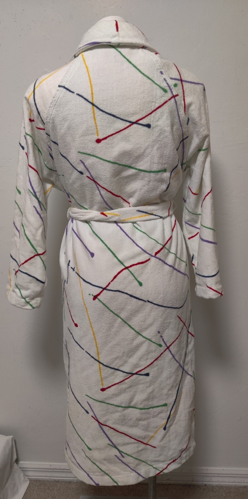 Vintage 80’s Rare Classics of California Unisex Terry Cloth Robe Paint Lines EVC