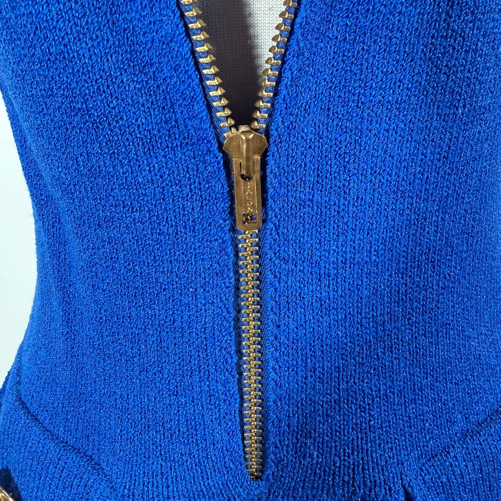 Vintage Adolfo Blue Knit Dress, Saks Fifth Avenue S