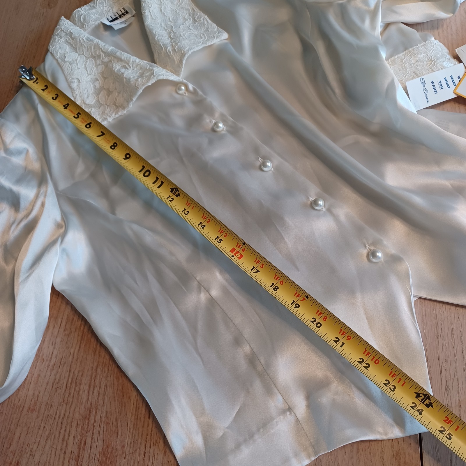 VINTAGE 80’S/90’S LESLIE FAY SPORTWEAR SATIN BLOUSE SIZE 14 NWT
