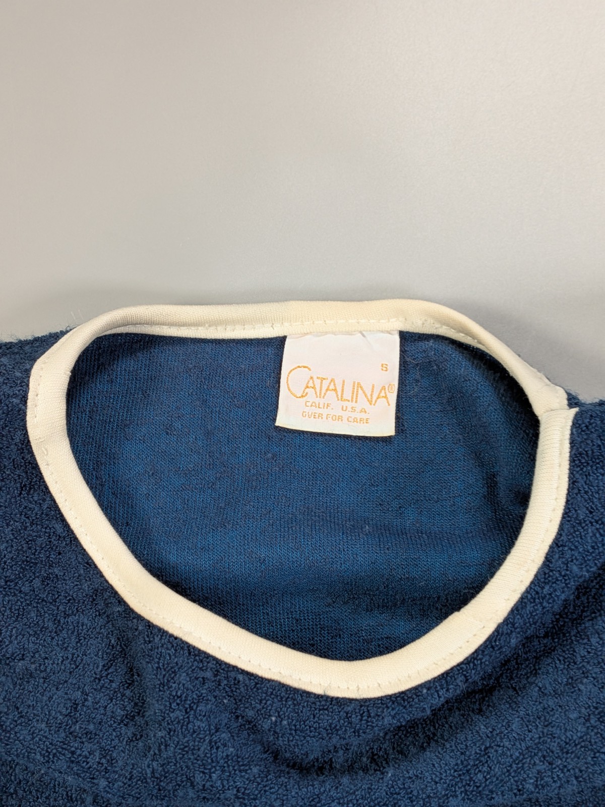 Vintage Catalina Swimsuit Cover-Up S Blue Terrycloth Swim Beach Surfer 70s USA