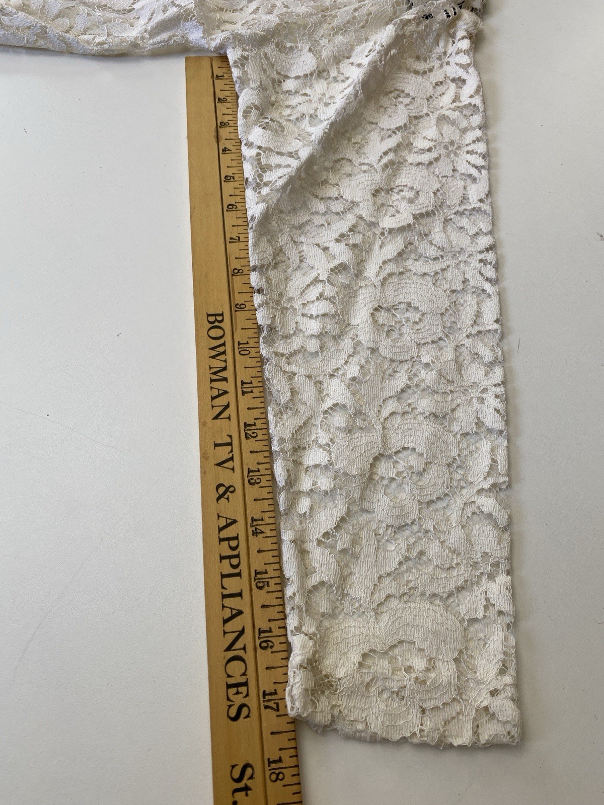Vintage 80s L Lace Dress Ivory Fit Flare Mermaid Sheer Stevie Nicks