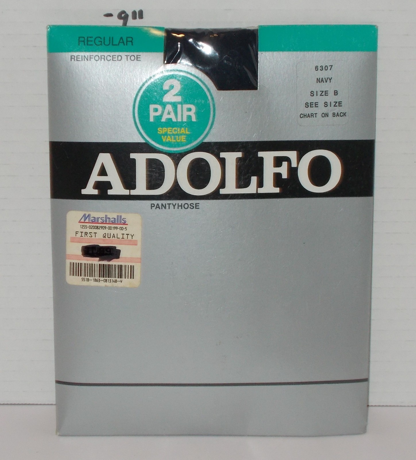 Adolfo Regular Sheer Pantyhose Reinforced Toe Size B Navy Style 6307