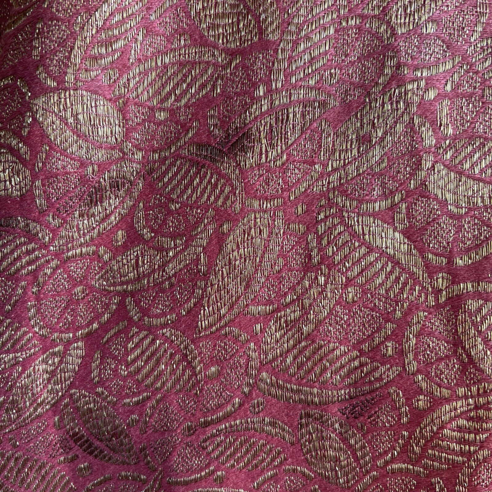 Antique 1920s Pink Silk Lamé Smock Mini Dress Blouse Fruit Design 1930s Vintage