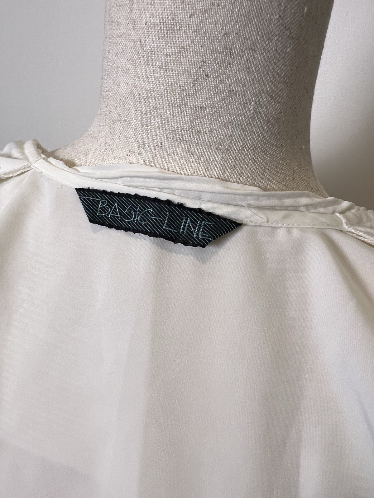Vintage 80s Basic Line White Long Sleeve Cottagecore Prairie Pleated Collar XXS