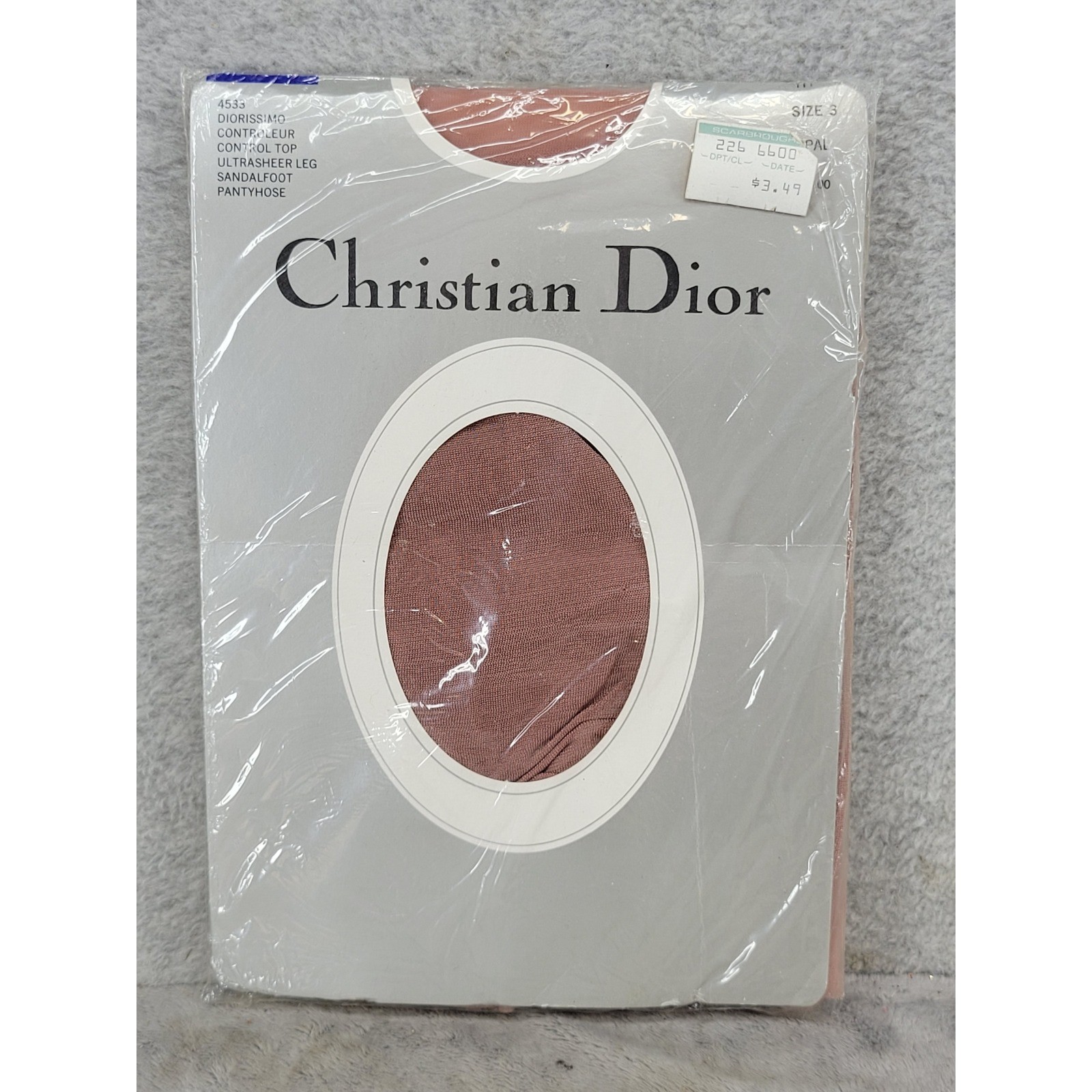Christian Dior Diorissimo Controleur Ultrasheer Pantyhose Size 3 Opal Pink Nude