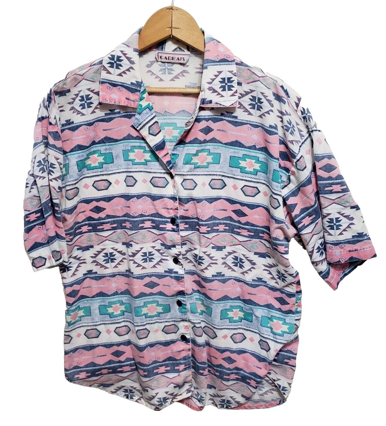 Vintage Cabrais Button Up Shirt Unknown Size Unisex Southwestern Tribal Bright