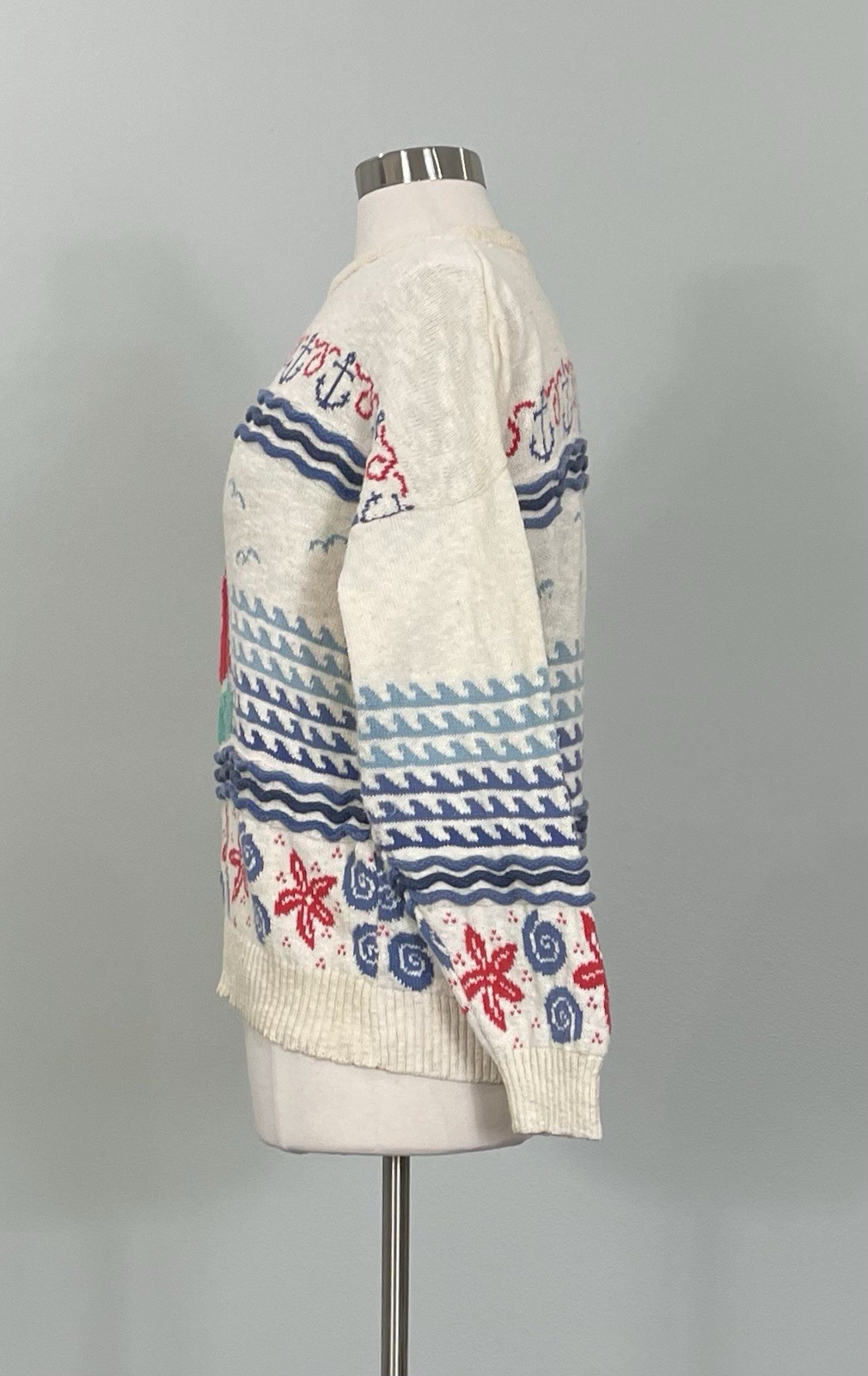 Vintage 80s Novelty Sailboat/Coastal Pullover Sweater – Large