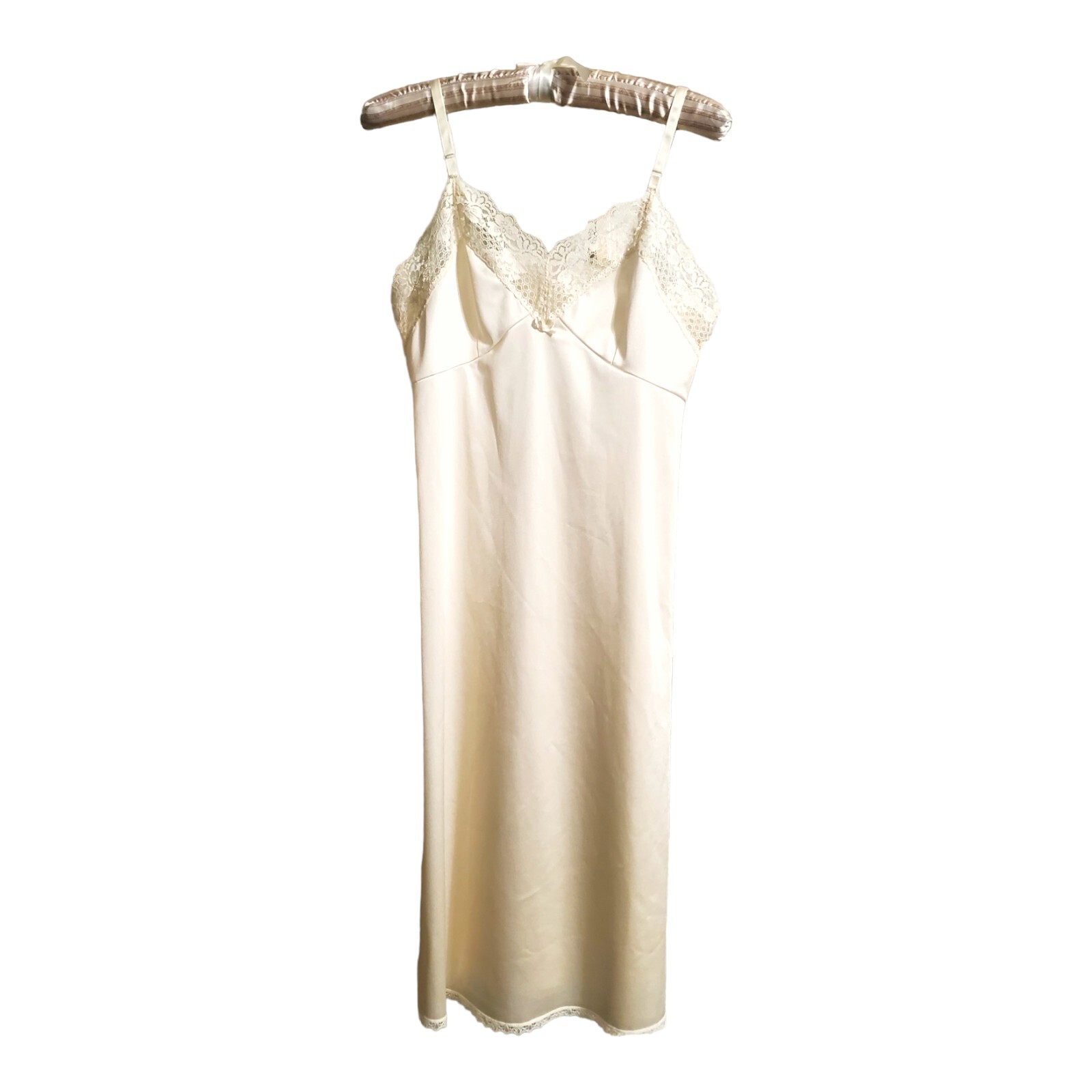 Vtg Full Slip By Cotillion Nylon Antron Women’s Size 32 Lace Trim Adjustable