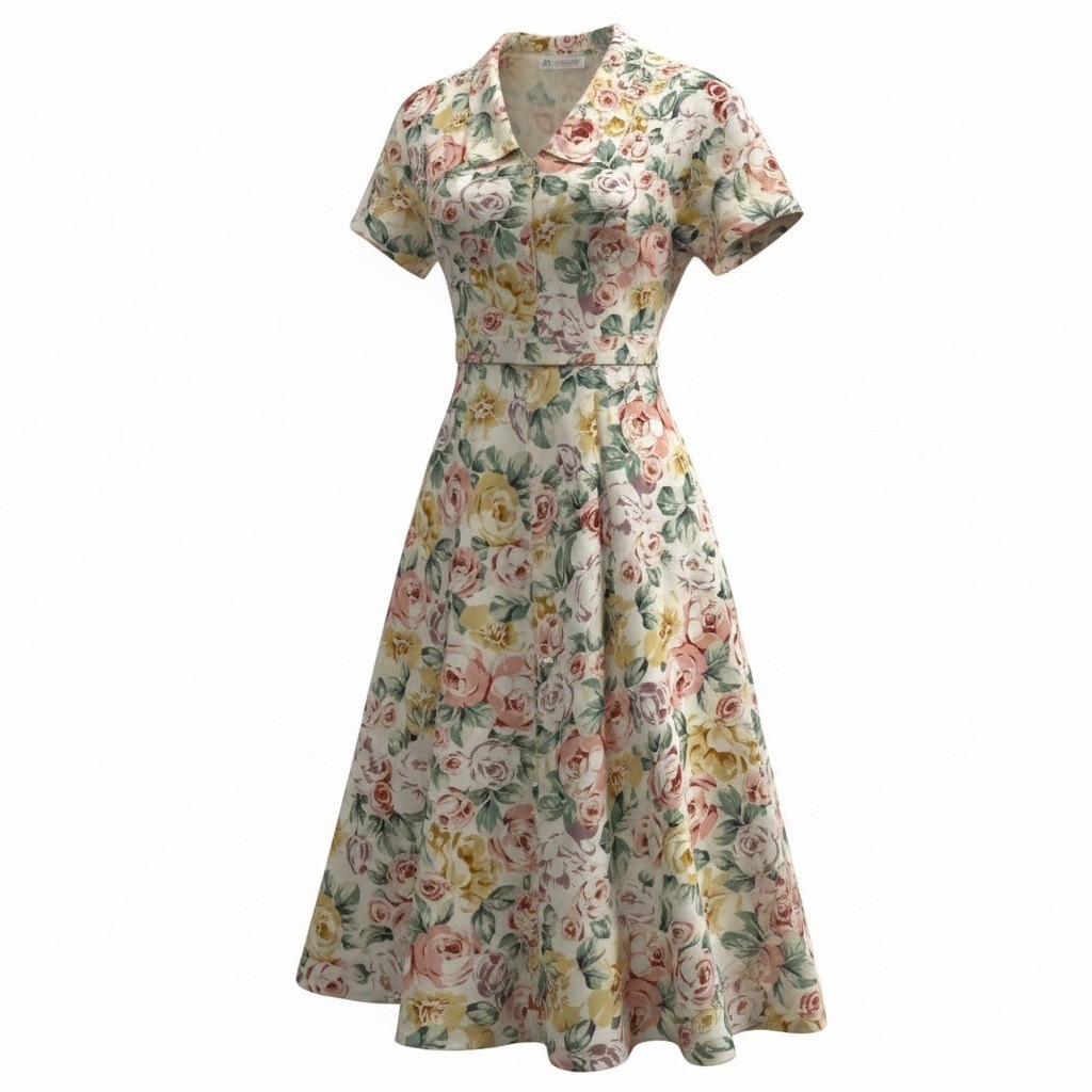 True Vintage Carol Anderson Floral Midi Maxi Dress Size 10 Garden Cottagecore