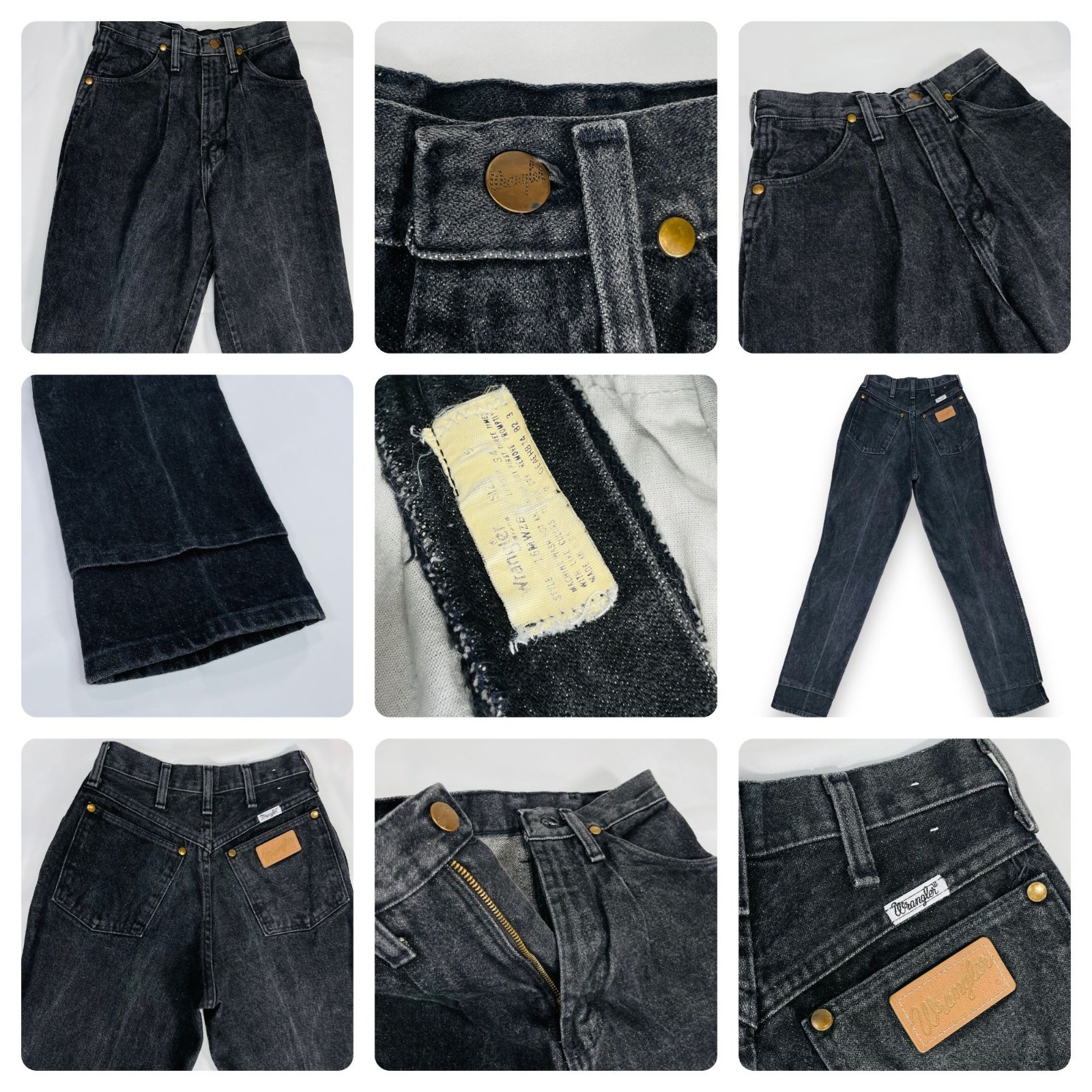 Vintage Wrangler Womens High Waist Black Denim Leather Patch Mom Jeans 5 / 25″