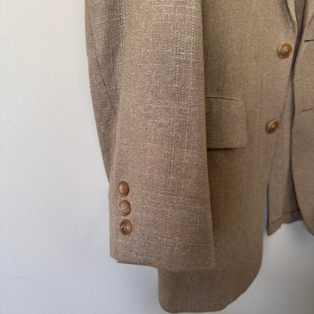 Vintage Brown Raw Silk Blazer Size Med Brown