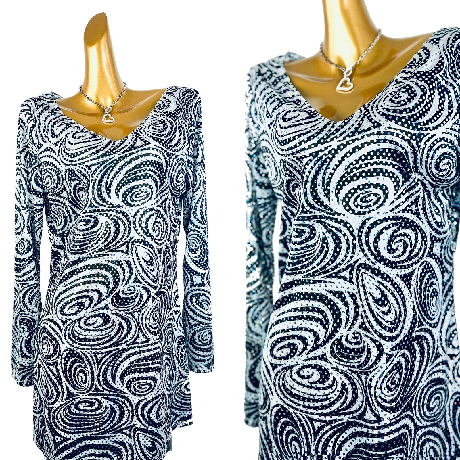Vintage retro psychedelic mod mini sequin dress