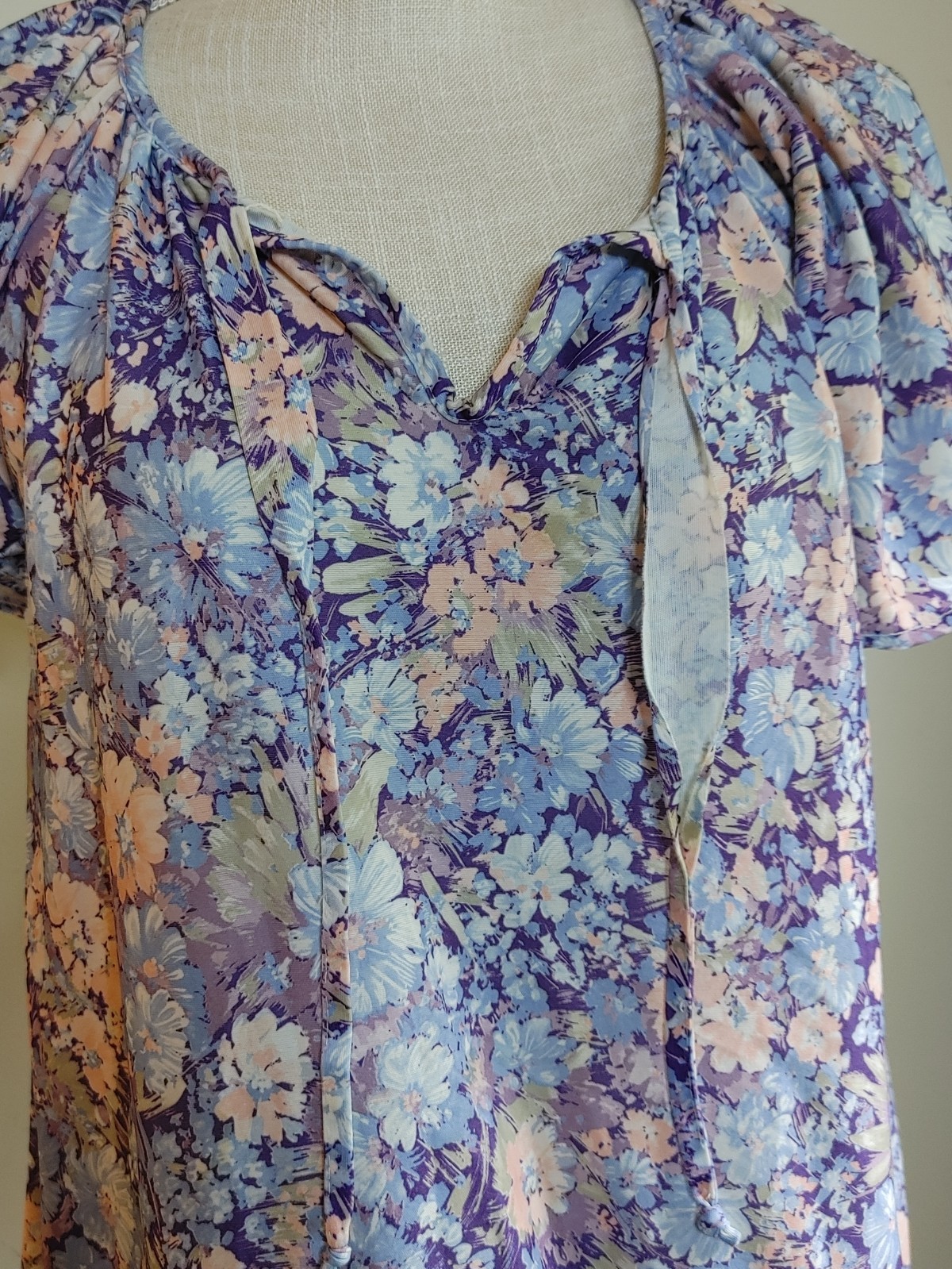 Vintage 80’s Housedress Gown M/L Polyester Homemade Grannycore Maxi Long Purple