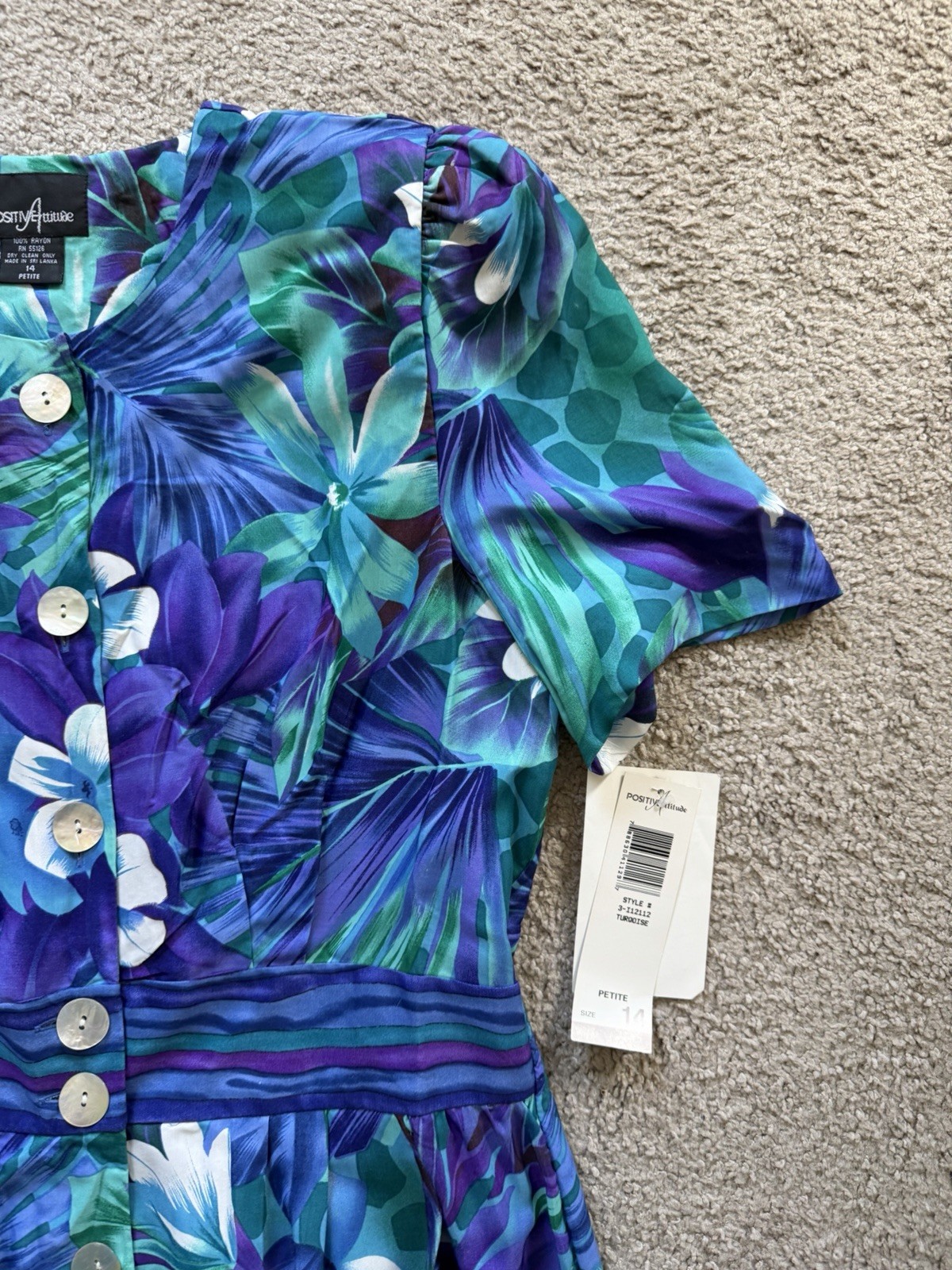 NWT ~ VTG ~ 1980s ~ Positive Attitude ~ Tropical Sheath Dress ~ Size 14P