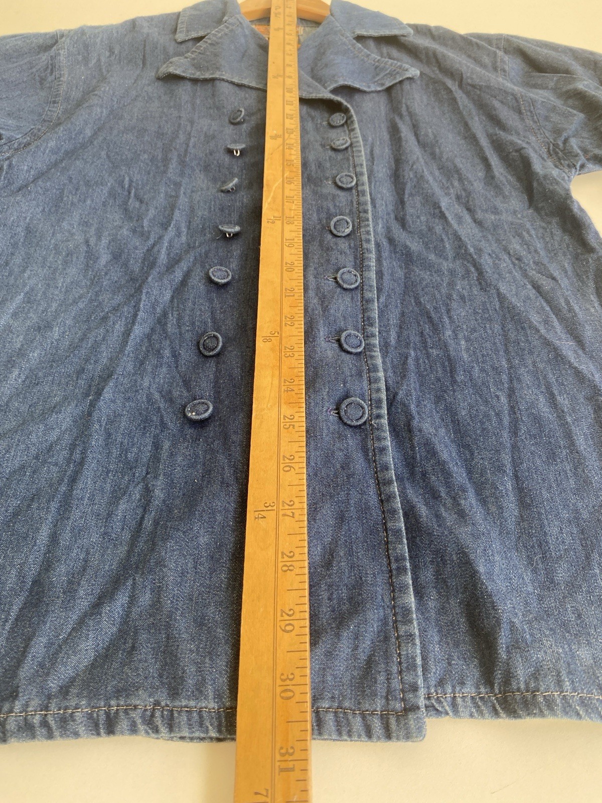 Vintage BIS BIS S Gene Ewing 100% Cotton Denim Double Breasted Jacket Blue