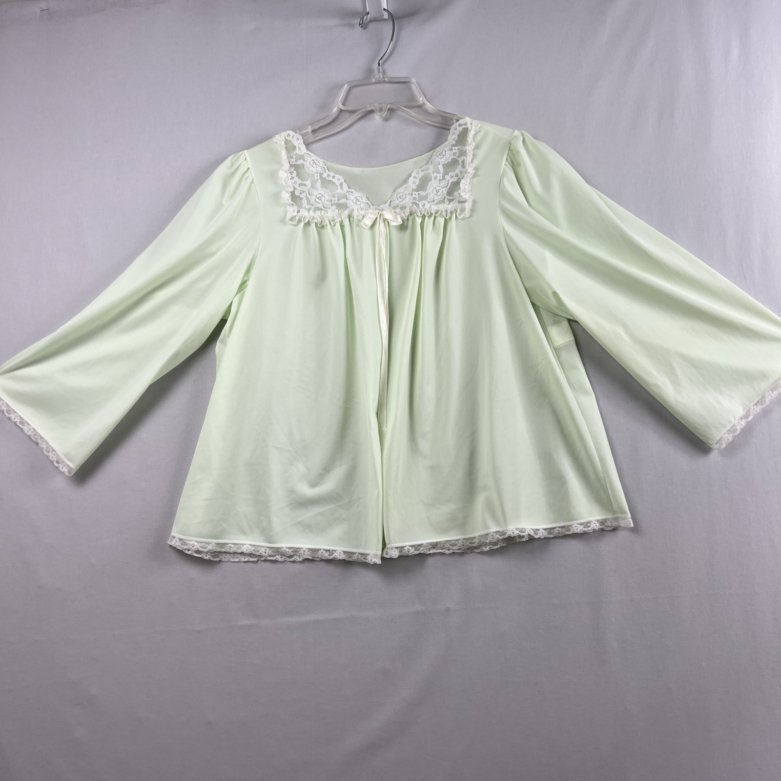 Vintage Miss Elaine Bed Jacket Size M Green Coquette Lingerie Fairy Cottage Core
