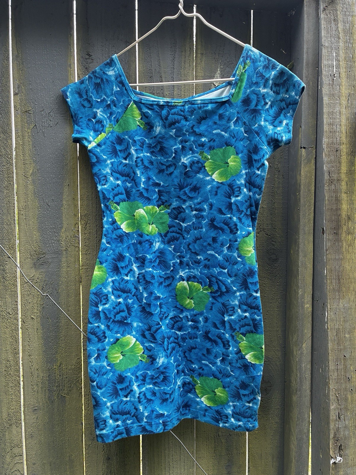Vintage 80’s Esprit Summer Mini Floral Dress Blue and Green