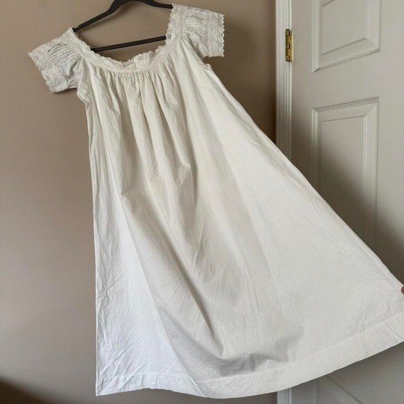 Edwardian cotton nightgown XXS mini dress eyelet antique vintage