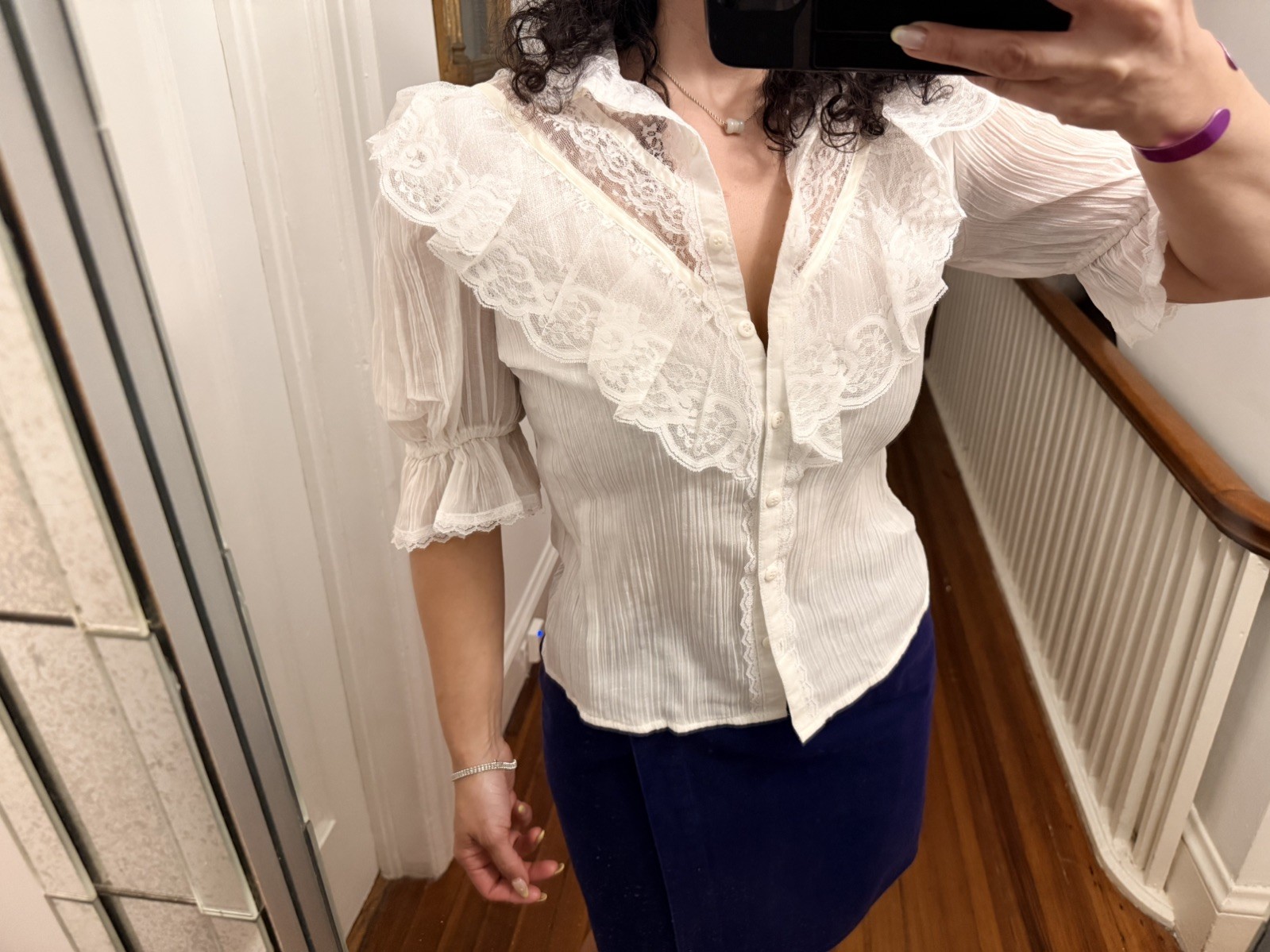Vintage Gunne Sax by Jessica McClintock White Lace Prairie VictorianBlous NWT 11