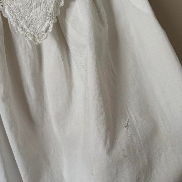 Edwardian cotton nightgown XXS mini dress eyelet antique vintage