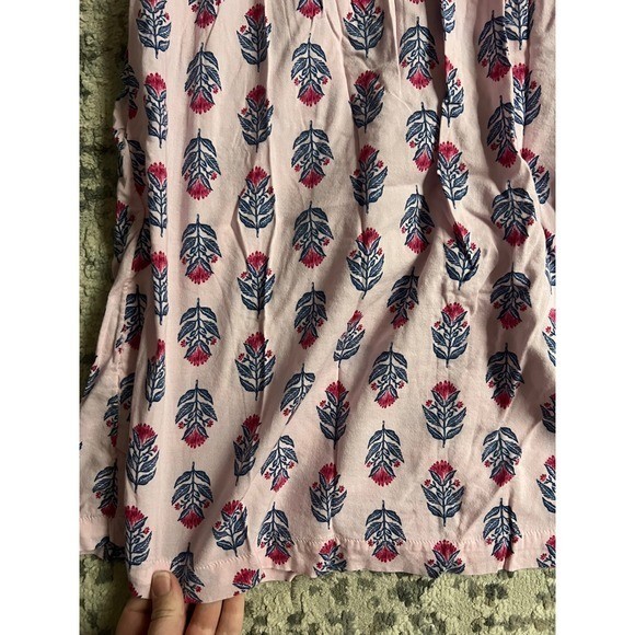 Old Navy Pink Floral Block Print Tie Shoulder Shift Dress XS Tall Womens Pocket