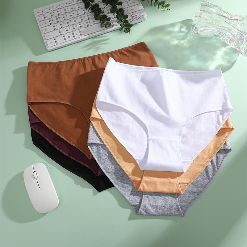 4pcs/set Comfort Cotton Panties Women High Waist Briefs Seamless Underwear Breat