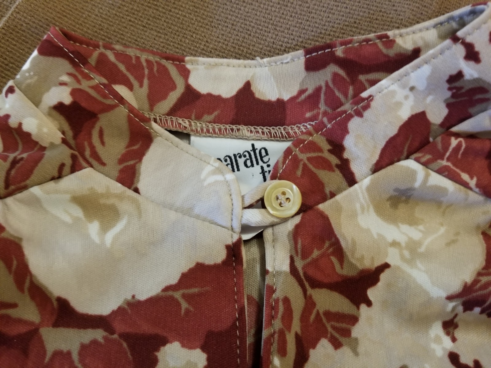 NOS Vintage 1970s SEPARATE TIMES Womens Polyester Belted Top & Pant Set L /16