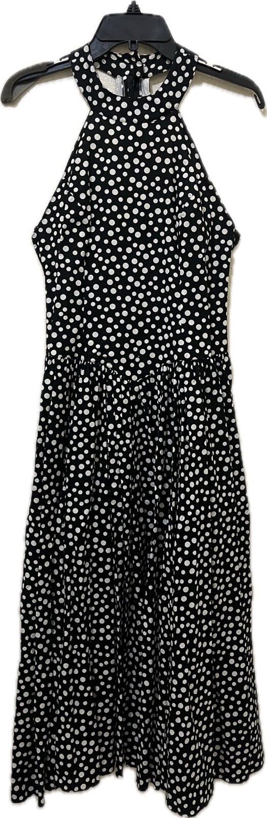 Vtg 80s Geary Roark Kamisato Dress Women 4 Black Polka Dot Pinup Rockabilly Maxi