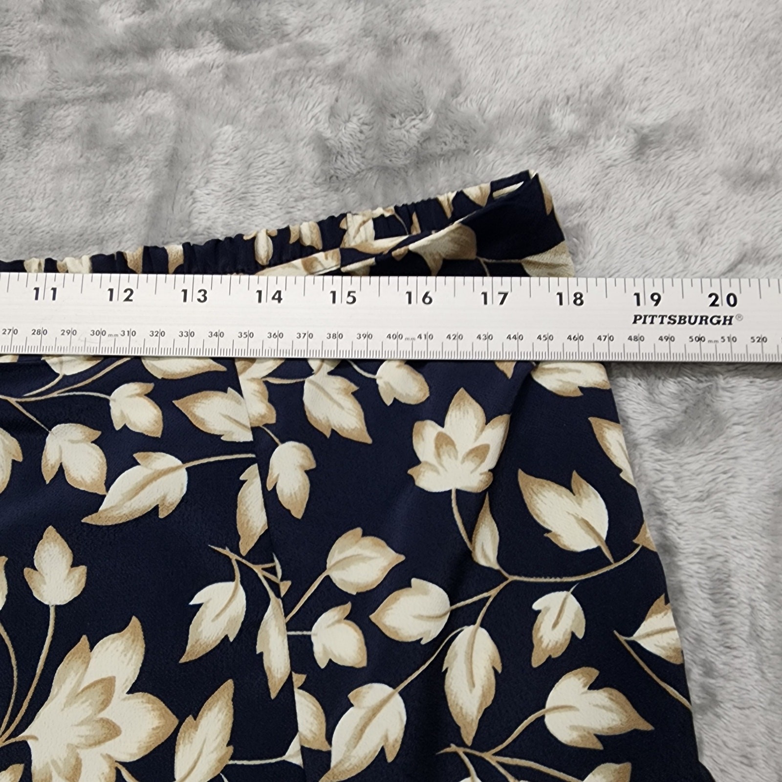 Vintage 90s Segue Skirt Women 2X Blue Tan Floral Faux Button Front Midi Back Zip