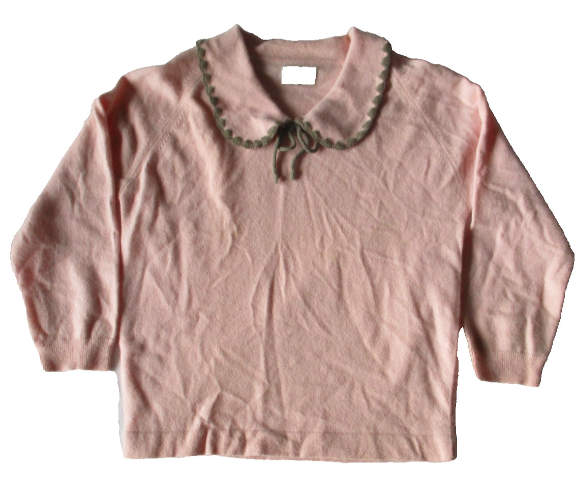 Vintage 50s-60s Kinglsey Angora Retro Knit Lambs Wool coquette Pink Sm/M