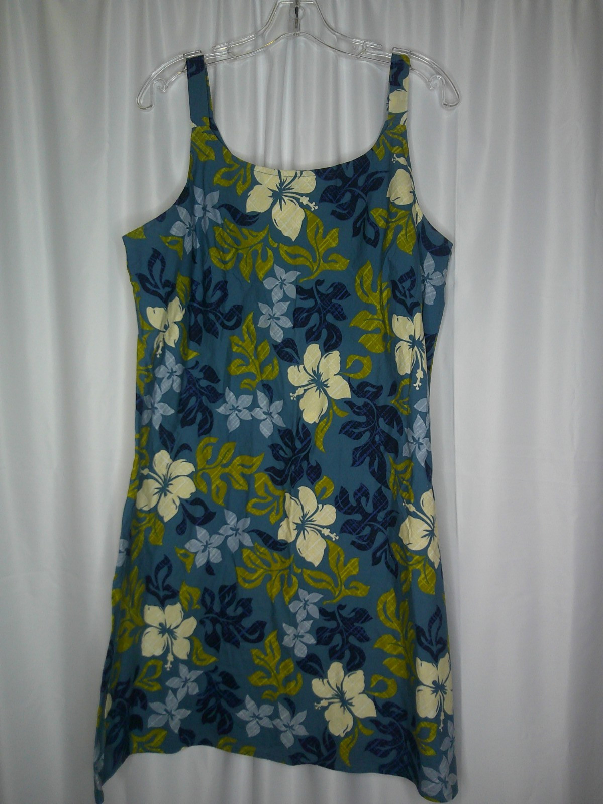 Bishop St Hawaiian Tropical Tank Top Dress Womens XL Cotton Hibiscus Floral