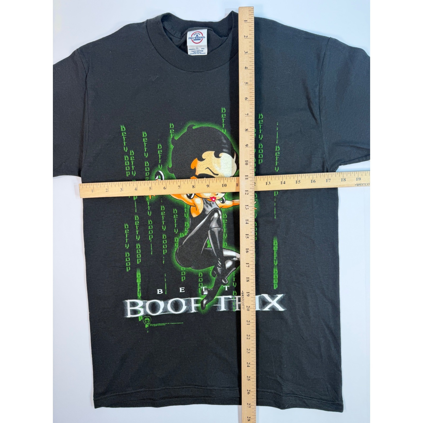 Vintage 2001 Betty Boop Boof-Trix Matrix Parody T-Shirt Black Small Delta Y2K