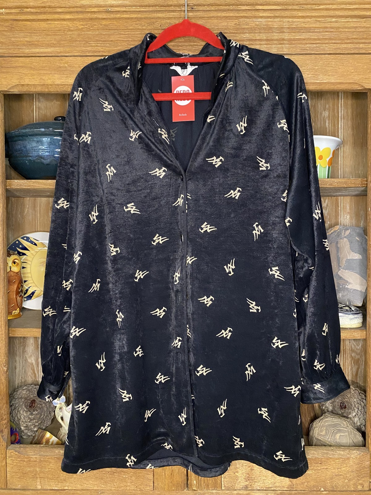 Vintage Black Velvet Top Size S/M